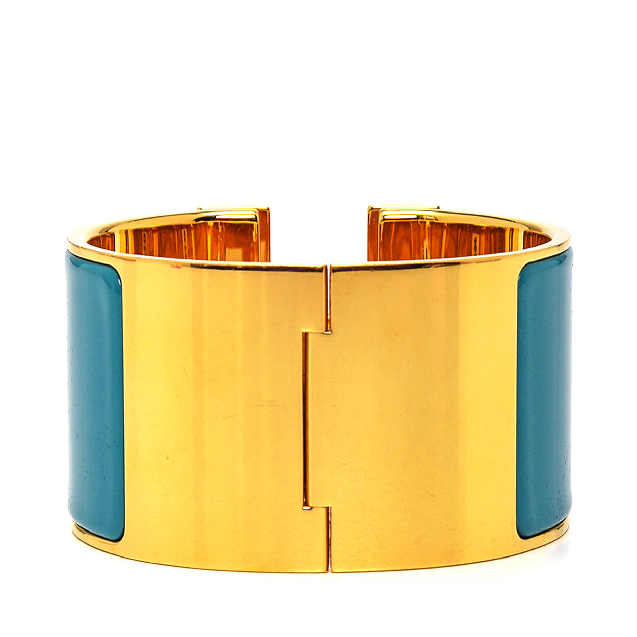 Hermes - Gold & Turquoise Enamel Clic H Narrow Bracelet